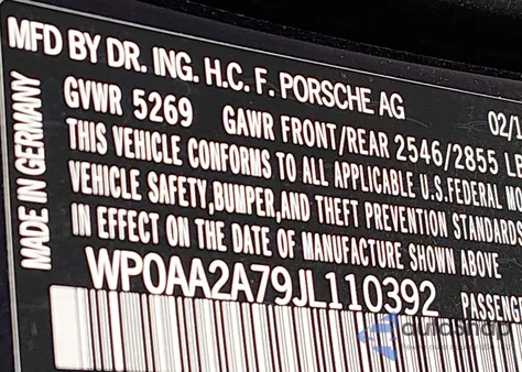 2018 Porsche Panamera 4 из США, поврежденный, VIN WP0AA2A79JL110392